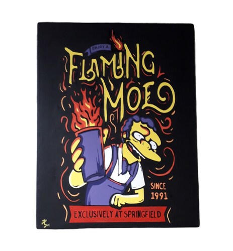 Cuadro decorativo pintado a mano Galería Oneris LLAMARADA MOE/ LLAMARADA HOMERO 70X54