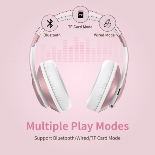 Audífonos De Diadema Inalámbricos Bluetooth Rosa 