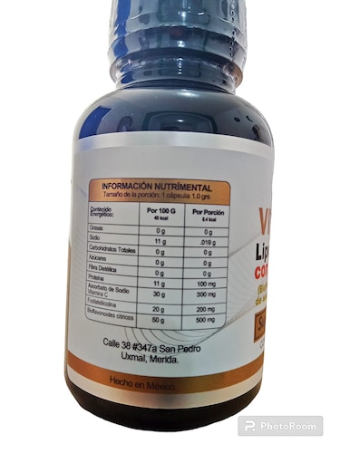Vitamina C liposomal alcalina con bioflavonoides (ascorbato de sodio , lecitina y fosfatidilcolina de girasol)