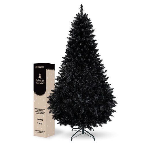 Árbol de Navidad Negro Pino Navideño 1.8m 1000 Ramas - Negro para ESQUIMAL