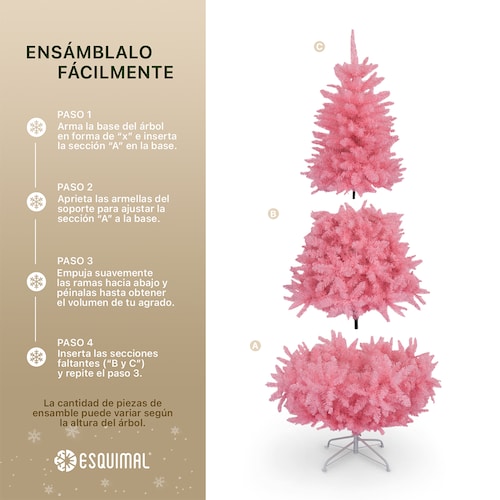 Árbol de Navidad Rosa Pino Navideño 1.8m 1200 Ramas - Rosa para ESQUIMAL
