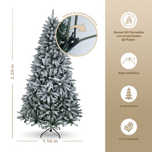 Árbol de Navidad Nevado Pino Navideño 2.2m - Verde para ESQUIMAL