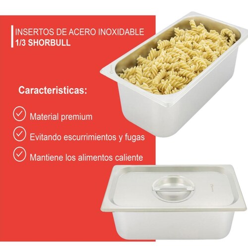 Inserto Acero Inoxidable Con Tapa 1/3 6.5CM  Shorbull.