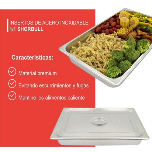 Inserto Acero Inoxidable Con Tapa 1/1  10CM Cocina Shorbull.