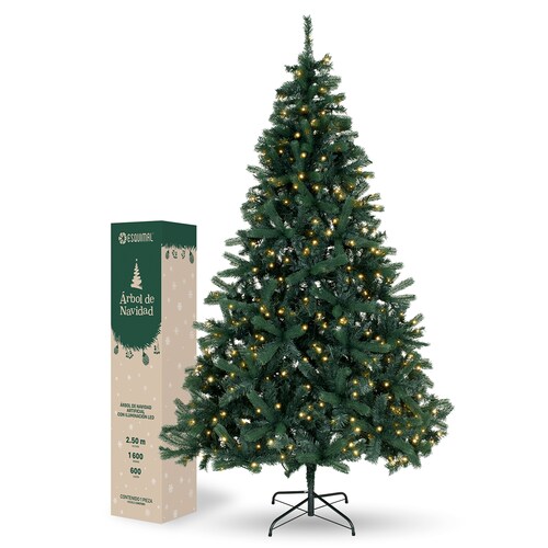 Árbol de Navidad Luces Led Pino 2.5m 1600 Ramas - Verde oscuro para ESQUIMAL