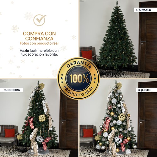 Árbol de Navidad Luces Led Pino 2.5m 1600 Ramas - Verde oscuro para ESQUIMAL