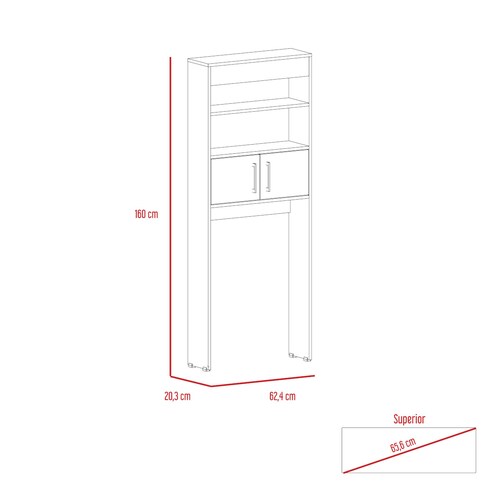 Mueble Ahorrador de espacio para baño con entrepaños Madrid color blanco.