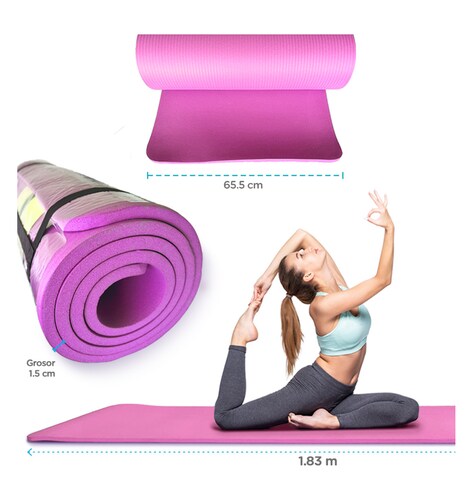 Tapete Yoga 15mm Grueso Antiderrapante Ejercicio Fitness Gym azul