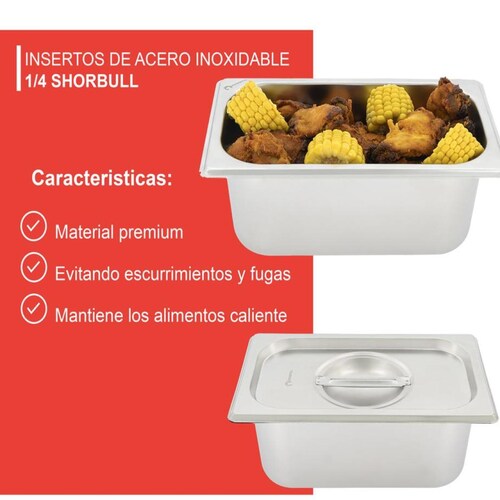 Inserto Acero Inoxidable Con Tapa  1/4 10CM  Shorbull.