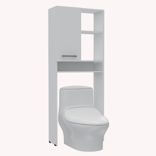 Mueble Ahorrador de espacio para baño con entrepaños Shangai color blanco.