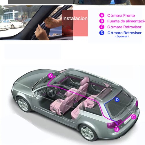 Espejo Retrovisor Con Pantalla y Cámara FHD Para Auto.