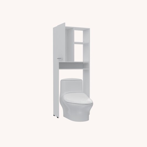 Mueble Ahorrador de espacio para baño con entrepaños Shangai color blanco.