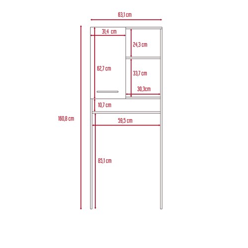 Mueble Ahorrador de espacio para baño con entrepaños Shangai color blanco.
