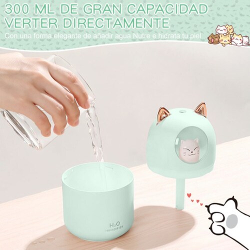 Humidificador Difusor De Aceite De Aromas Diseño de Gatito Verde