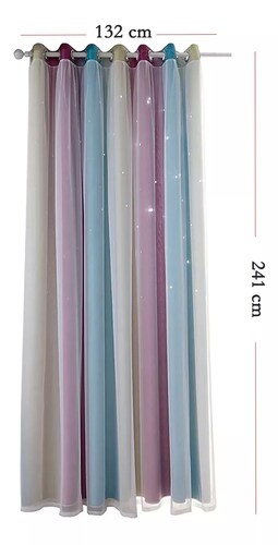 Cortinas de niña black out de estrellas (2 paneles).