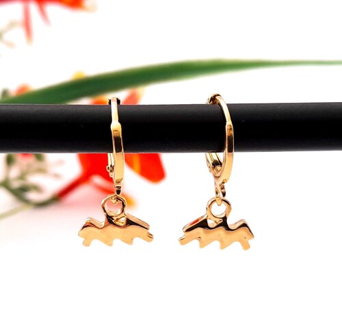 Aretes Huggies Acuario En Chapa De Oro 22 Kilates ITZANALLY
