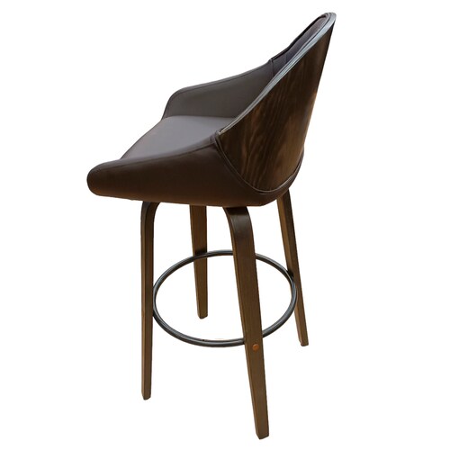 Banco Peru Madera Fijo Giratorio Grupo Microtec  Barra Minimalista Moderno Cocina Bar Restaurante desayunador Piel Cafe Chocolate Chapa Nogal Obscuro.