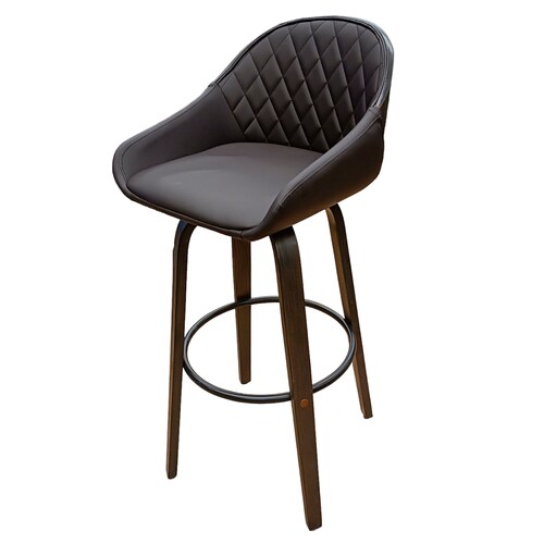 Banco Peru Madera Fijo Giratorio Grupo Microtec  Barra Minimalista Moderno Cocina Bar Restaurante desayunador Piel Cafe Chocolate Chapa Nogal Obscuro.