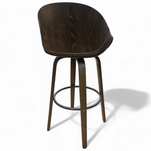 Banco Peru Madera Fijo Giratorio Grupo Microtec  Barra Minimalista Moderno Cocina Bar Restaurante desayunador Piel Cafe Chocolate Chapa Nogal Obscuro.