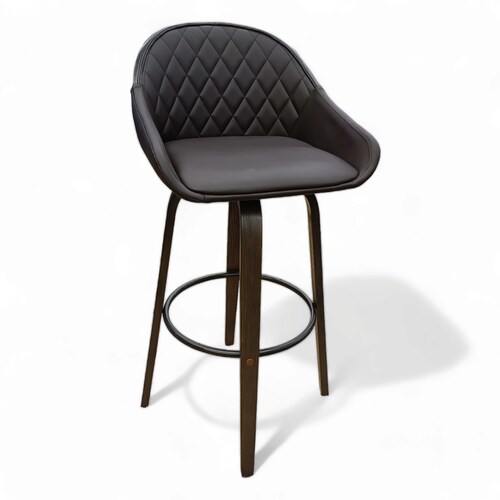 Banco Peru Madera Fijo Giratorio Grupo Microtec  Barra Minimalista Moderno Cocina Bar Restaurante desayunador Piel Cafe Chocolate Chapa Nogal Obscuro.