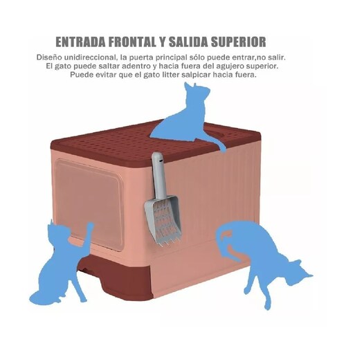 Caja De Arena Portátil Para Gatos Con Tapa Bandeja De Arena Rosa