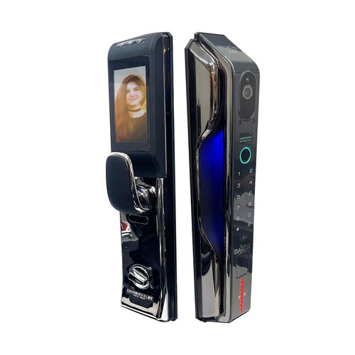 DAXXON - Cerradura inteligente ELITE para puerta "SK100" / 6 Metodos de acceso/Huella, Llave, APP, Video Portero, Reconocimiento Facial/WiFi/Seguridad Avanzada