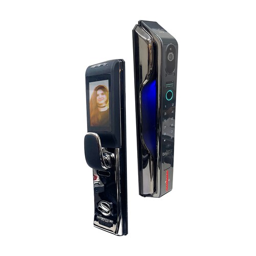 DAXXON - Cerradura inteligente ELITE para puerta "SK100" / 6 Metodos de acceso/Huella, Llave, APP, Video Portero, Reconocimiento Facial/WiFi/Seguridad Avanzada