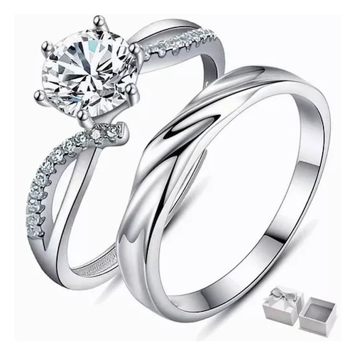 Anillo De Promesa Plata Hombre Y Mujer Ajustables.
