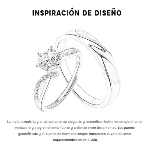 Anillo De Promesa Plata Hombre Y Mujer Ajustables.