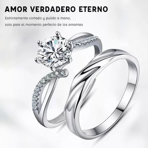 Anillo De Promesa Plata Hombre Y Mujer Ajustables.