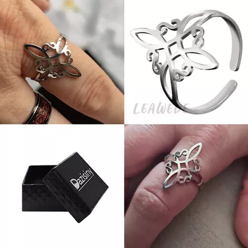 Anillo Nudo De Bruja Para Mujer Acero Inoxidabl Ajustable.