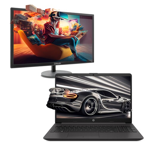 Combo Laptop HP 240 G8 Intel CI5-1135G7 8GB 256GB ssd 14Pulg hd W11H mx + Monitor Qtouch
