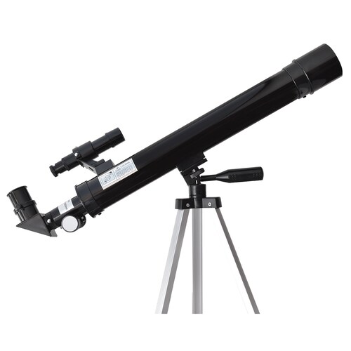 Telescopio refractor con montura altazimutal 600 x 50 mm, color negro.