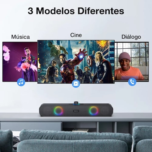 1 Hora Bocina Bluetooth Portátil, Bocinas para PC Bocinas Inalámbrica Bluetooth RGB Altavoces Inalámbrico, Soporte 3.5 mm AUX/TF/USB/Bluetooth para Interior, Hogar y Fiesta BOC241