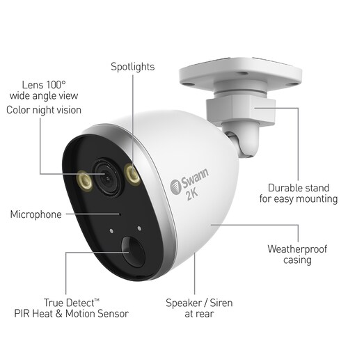 Cámara de Seguridad Swann con foco 2K IP66