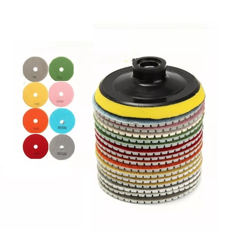 Juego Disco Pulidor Polvo Diamante 4inch Mármol Granito 50-10000 16Pzas