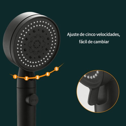 Regadera Regulable Teléfono De Alta Presión Negra