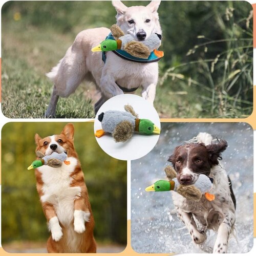 Juguete de Felpa Chirriante en forma de Pato, Peluche de Pato para Mascota con Sonido, Juguete para Perros con Sonido, Masticable