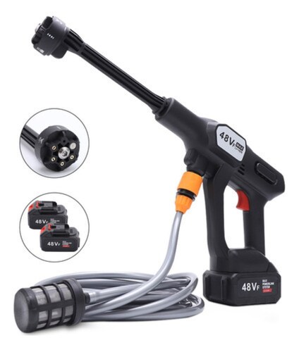 Kit  Pistola Para Hidrolavadora Inalámbrico Superpresión 2 Pilas Negro 48 v