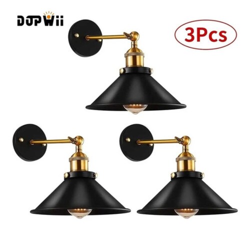 Lamparas De Pared de Interior Focos Vintage Industrial E26 3 pz Negro