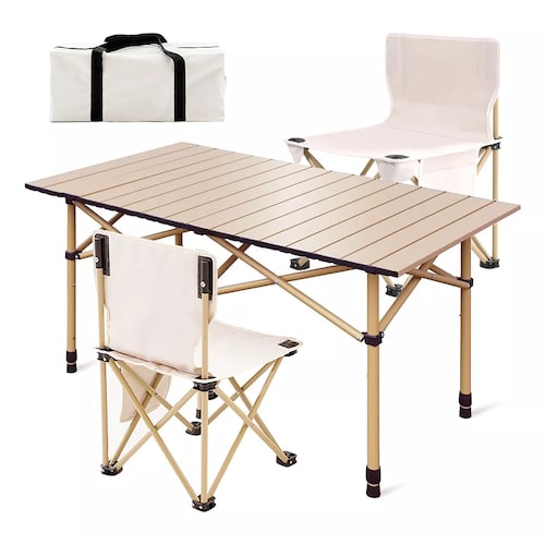 Kit Mesa Sillas Plegable Aluminio Para Jardín Exterior Picnic