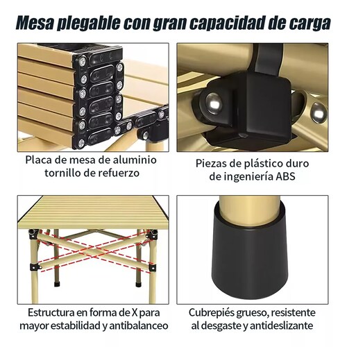 Kit Mesa Sillas Plegable Aluminio Para Jardín Exterior Picnic
