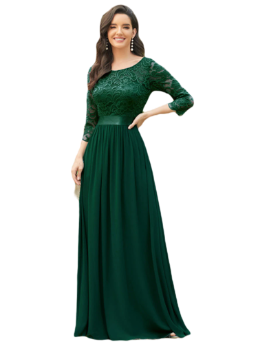 JJZXD Sequinas de gran tamaño Vestido verde largo Mujeres de manga