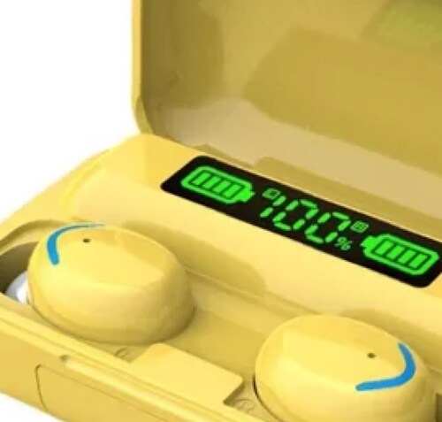 Audífonos in-ear inalámbricos Bluetooth F9-5 amarillo.