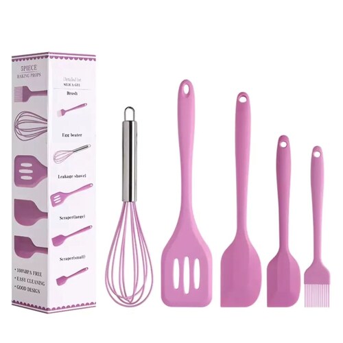 SET 3 SARTENES COLORS 20,23,28 CM ROSA CON UTENSILIOS