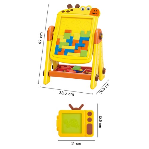 Pizarron Infantil Doble Vista Jirafa Amarillo 