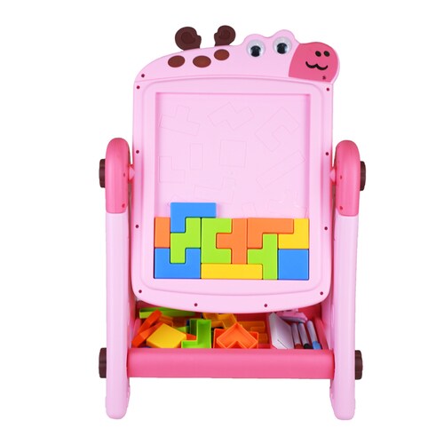 Pizarron Infantil Doble Vista Jirafa Rosa