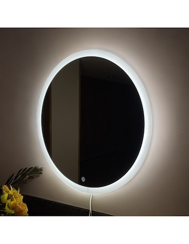 Espejo redondo con luz led encendido touch luz fria marca ARD medias 90 cm diametro