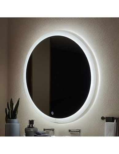 Espejo redondo con luz led encendido touch luz fria marca ARD medias 90 cm  diametro
