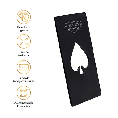 Destapador de Cerveza en Forma de Baraja Acero Inoxidable 4 Piezas